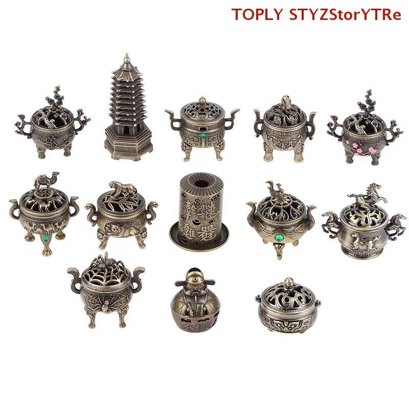 Alloy Lucky Incense Burner Bowl Incense Holder With Handle | Ancient Style Yoga Meditation Home Offi