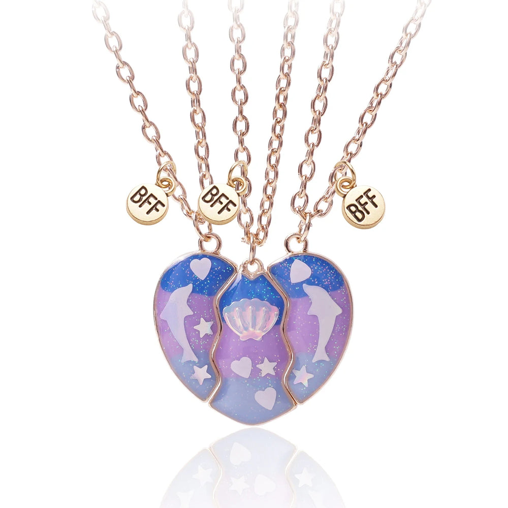 3 Pcs/set Best Friends Pendant Necklace For Woman Magnetic Adjustable Rainbow Daisy L lifestyle view