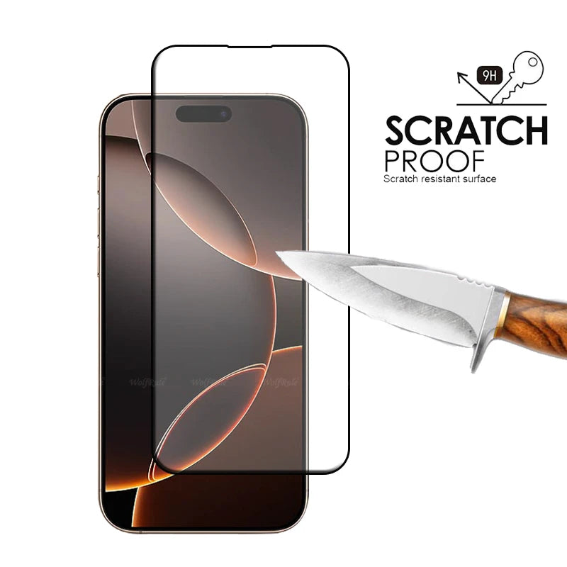 4pcs For iPhone 16 Pro Max Glass iPhone 16 15 14 13 Pro Max Tempered Glass Full Cover Glue 9H Screen Protector iPhone 16 Pro Max