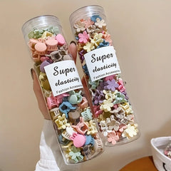 20/30/50 Sets of Mini Hair Clips, Cute Plastic Flower-Shaped Hair Accessories, Pure C alternate view