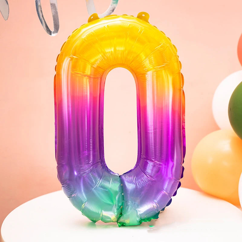 Rainbow Jelly Number Balloon 16 Inch | Birthday Party Decoration detail view
