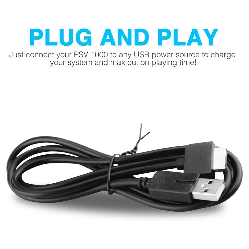 USB Data and Power Charger Cable for PS Vita 1000 | 1.2M Long Cord close-up view