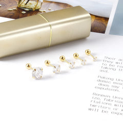 LUXUSTEEL Crystal Zircon Stud Earrings | Screw Back Round CZ Earrings for Men Women detail view