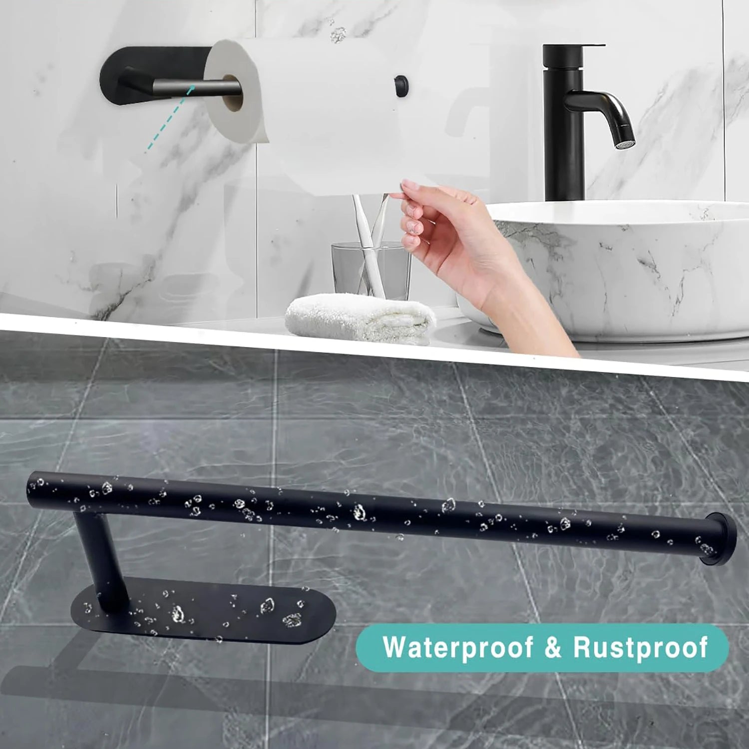 Kitchen Paper Towel Holder Adhesive Tissue Hanger Toilet Roll Paper Dispenser Cabin additional angle