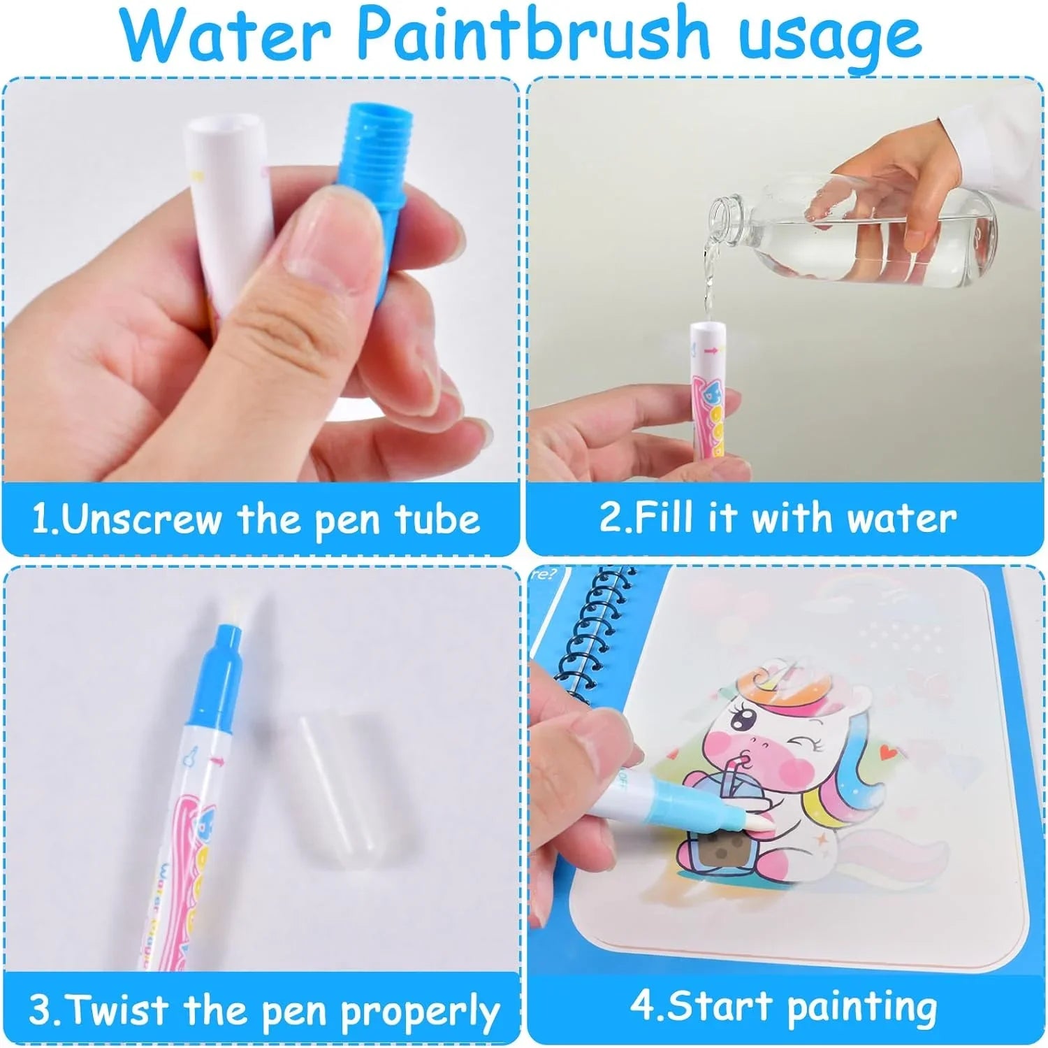 Cartoon Watercolor Painting Magic Book Kids Graffiti Coloring Water Picture Book Sens lifestyle view