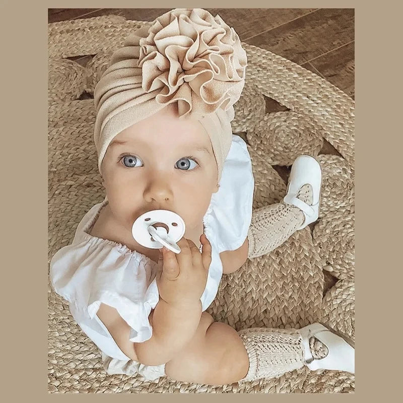 Baby Girl Turban Hat | Lovely Flower Soft Cap for Newborn Photography alternate view