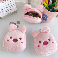 Cartoon Cute Pig Animal Coin Purse | Kawaii Soft Plush Zipper Wallet for Kids