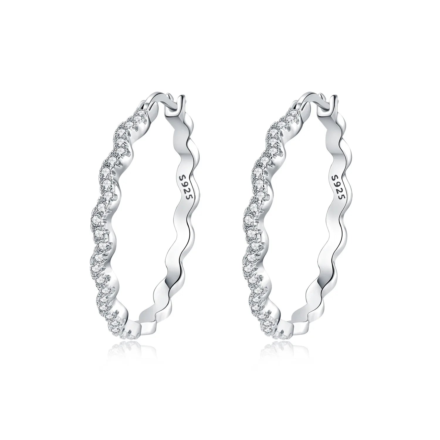 Orstarry S925 Sterling Silver Square Chain With Stone Inlaid Earrings Hoop Earrings F lifestyle view
