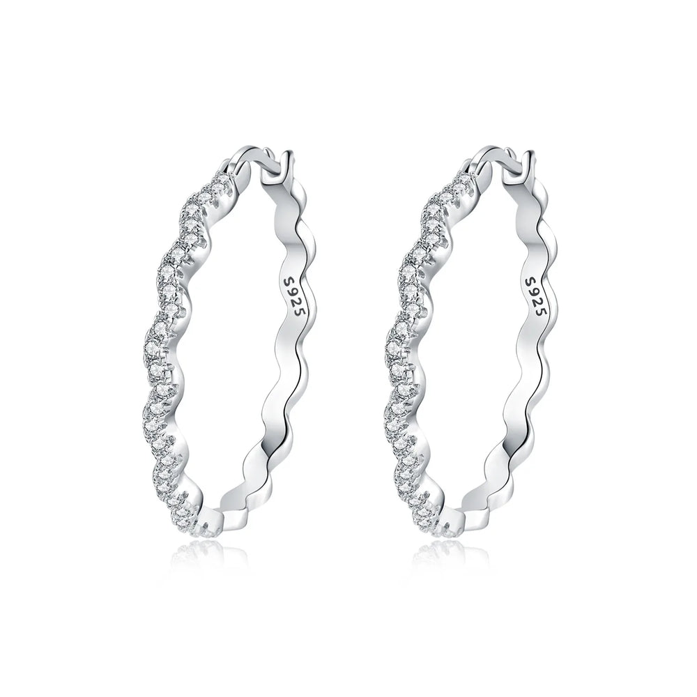 Orstarry S925 Sterling Silver Square Chain With Stone Inlaid Earrings Hoop Earrings F lifestyle view