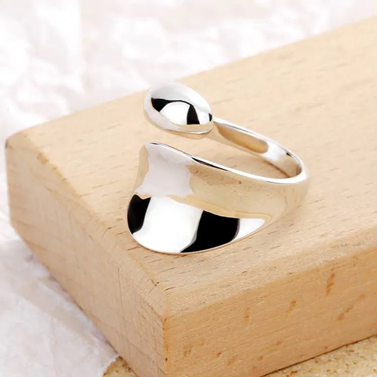 925 Sterling Silver Geometry Adjustable Rings For Women Engagement Luxury Beautiful J alternate view