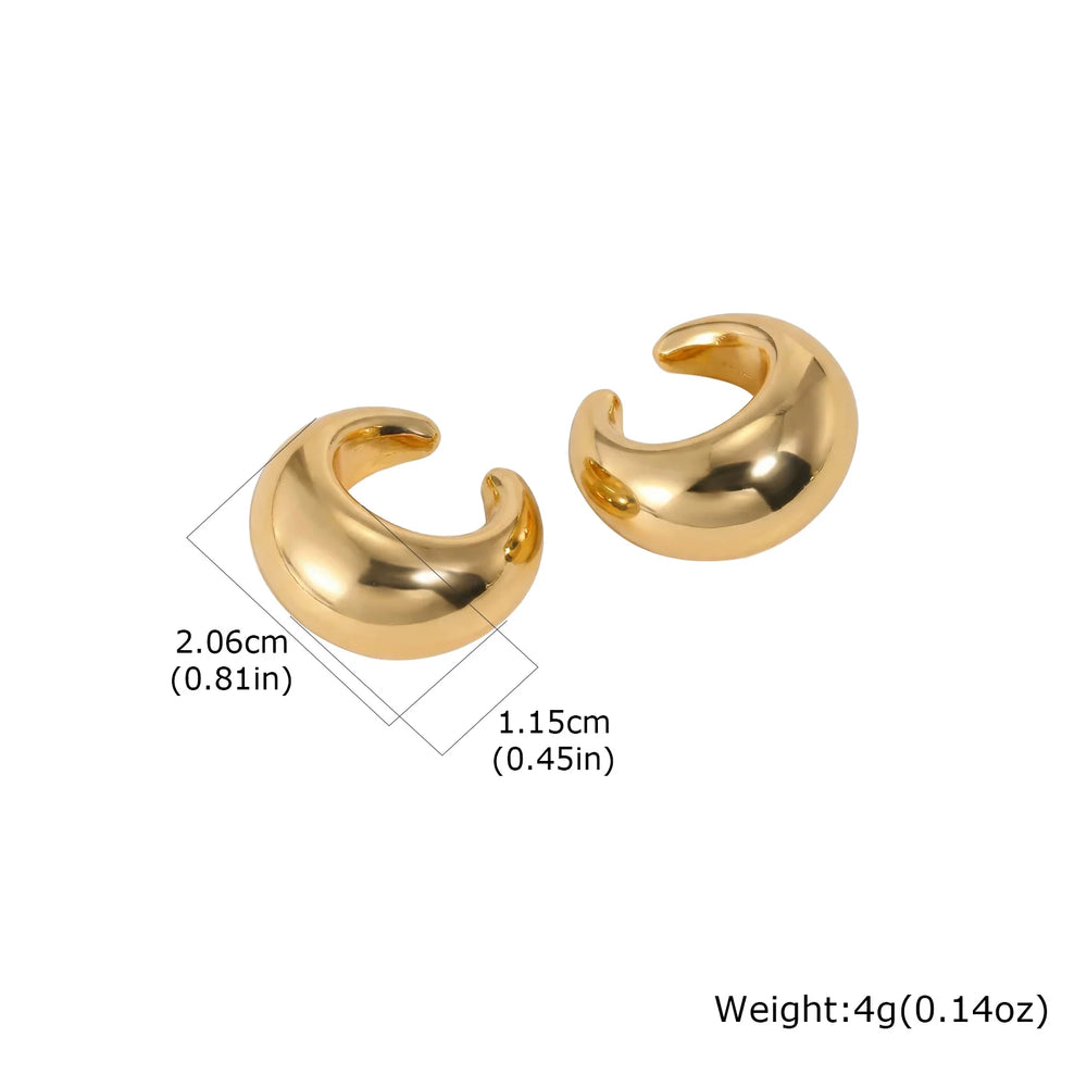No Piercing Ear Cuff Set Silver-Gold Mixed Color Chunky Fluid Wave Clip On Earrings Stac detail view