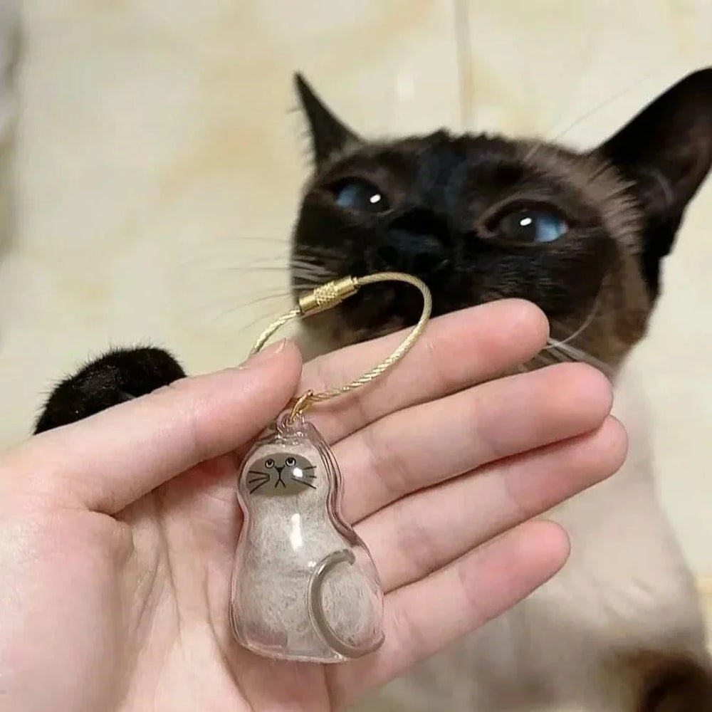 Hanging Pet Hair Storage Container Handmade Cat Fur/Dog Hair Memorial Resin Keychain lifestyle view