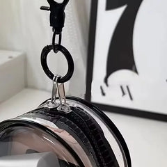 Portable Mini Clear Zipper Storage Bag - Space-Saving Cable Organizer for Earphones Chargers Versatile with Handy Keychain Loop