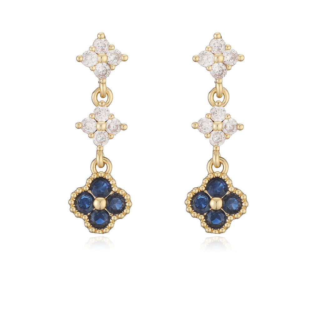 HECHENG,Sparkling Zirconia Stud Earrings Floral Tassel Earrings French Banquet Style R close-up view