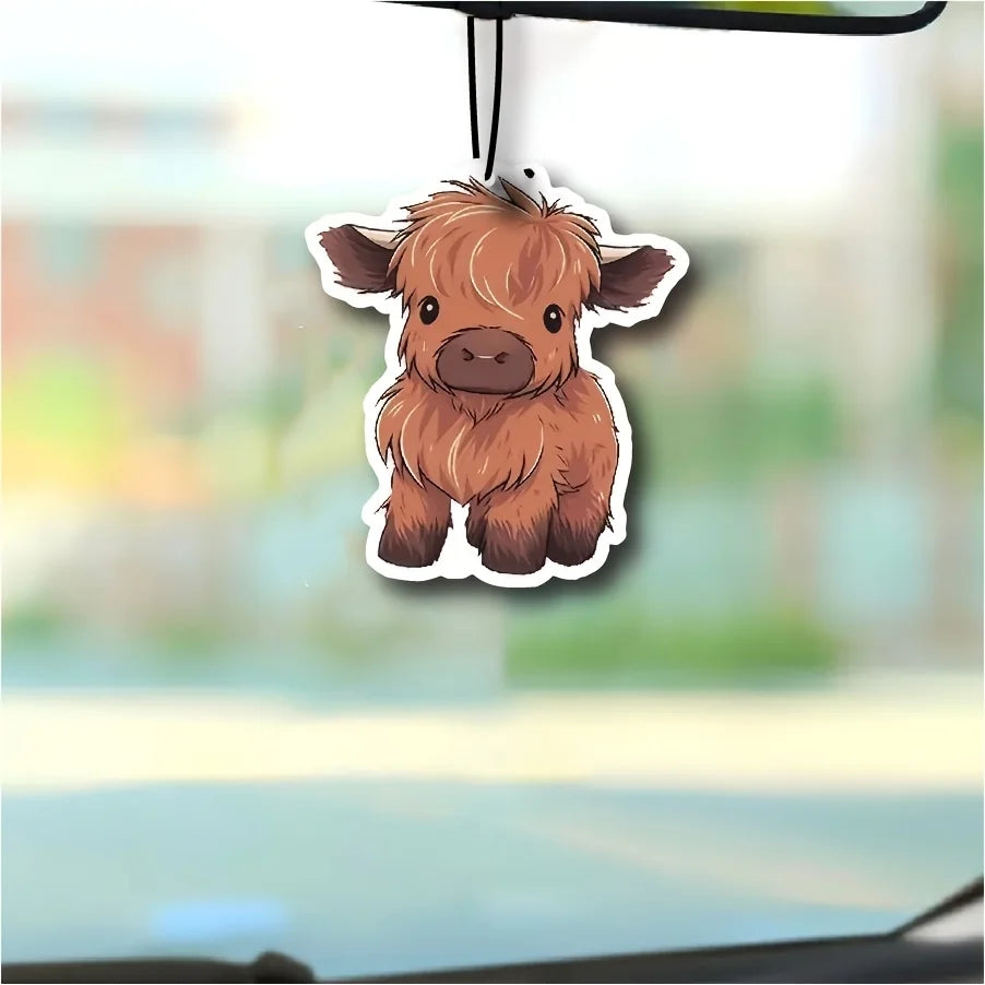 Baby Highland Cow Car Air Freshener Car Fragrance Tablets Wardrobe Rearview Mirror Ha lifestyle view
