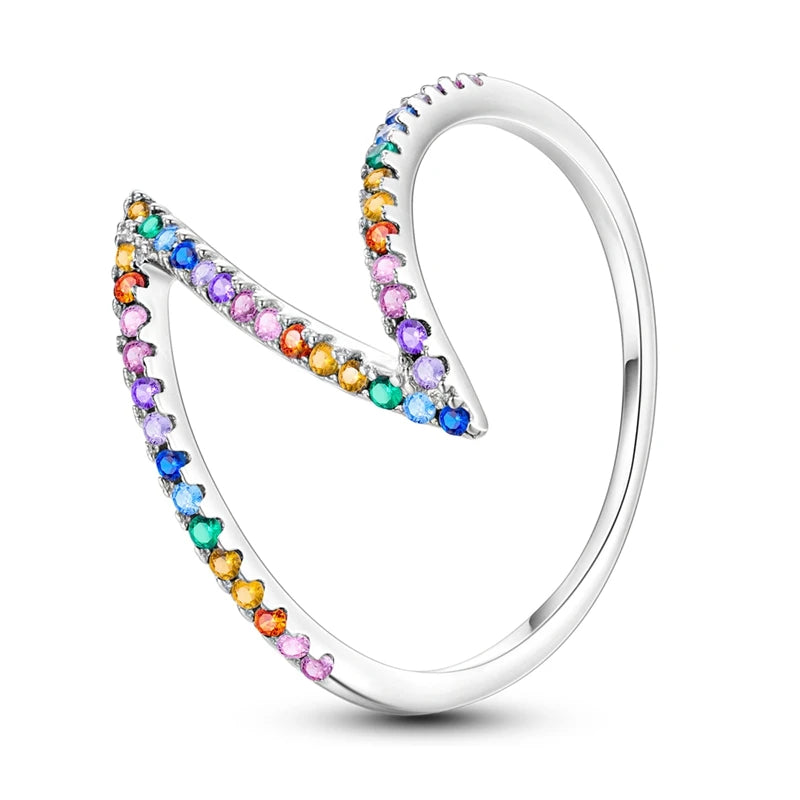 LAZA 925 Sterling Silver Colorful Rings Sparking Zirconium Bowknot Moon Sun Original lifestyle view