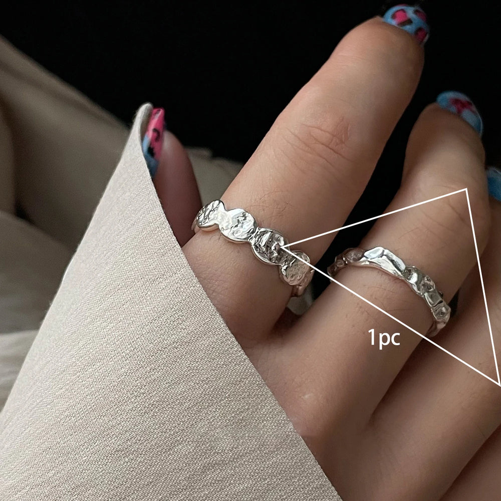 PANJBJ 925 Sterling Silver Frosting Geometry Ring for Women Wide Texture Versatile Ha lifestyle view