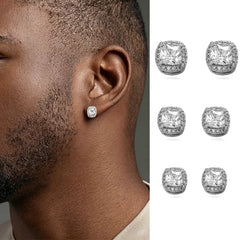 TOPGRILLZ 1 Pair Square Iced Out Cubic Zirconia Brass Magnetic Ear Clip Simple Fashion No Piercing S