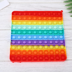 Large Rainbow Push Bubble Fidget Toy | Big Size Sensory Stress Relief for Kids and Adults