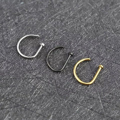 5pcs Stainless Steel D Shape Nose Rings for Wmen Men Ear Cartilage Piercing Earrings Nos detail view