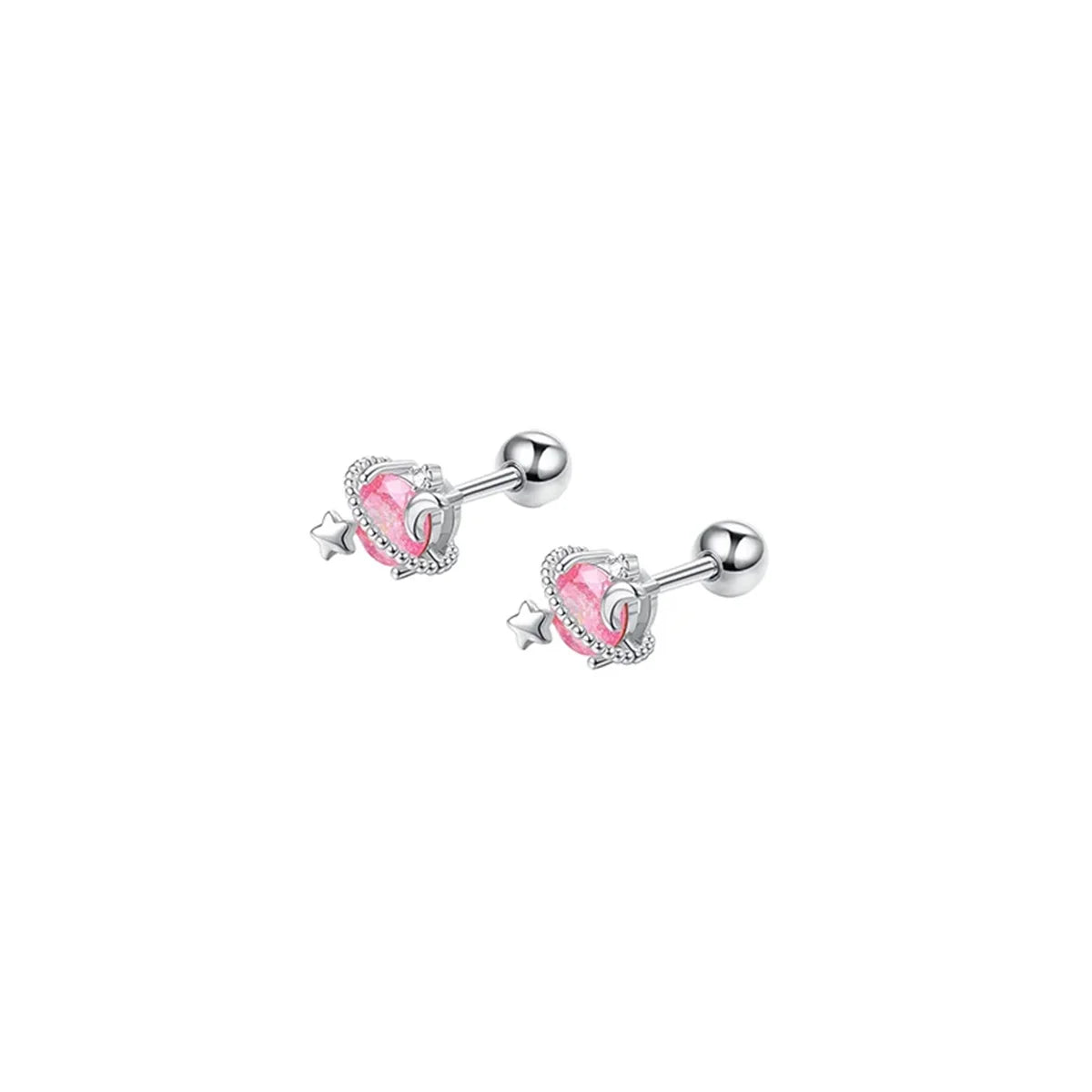 2pcs Hypoallergenic Stainless Steel Cartilage Stud Earrings,Eye Flame Moon Barbell Back detail view