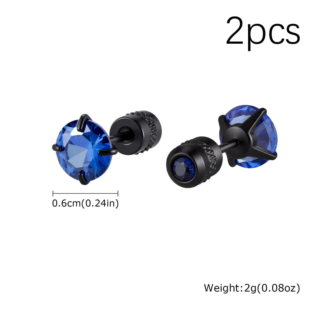 CZ Stud Earrings for Men Women,Hypoallergenic Stainless Steel Round Cubic Zirconia St alternate view
