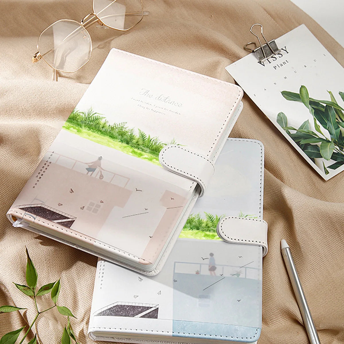 PET Grass Plant Landscape Tape | Decorative Adhesive Tape for Scrapbooking and Junk Jo close-up view