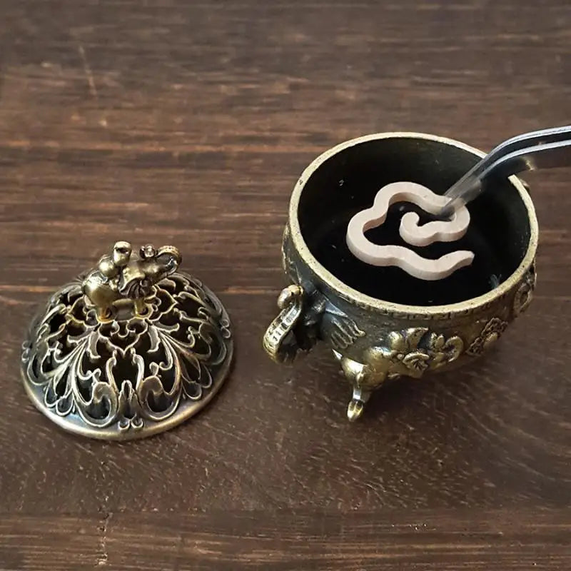 Elephant Lotus Incense Burner | Metal Incense Holder for Yoga Meditation alternate view