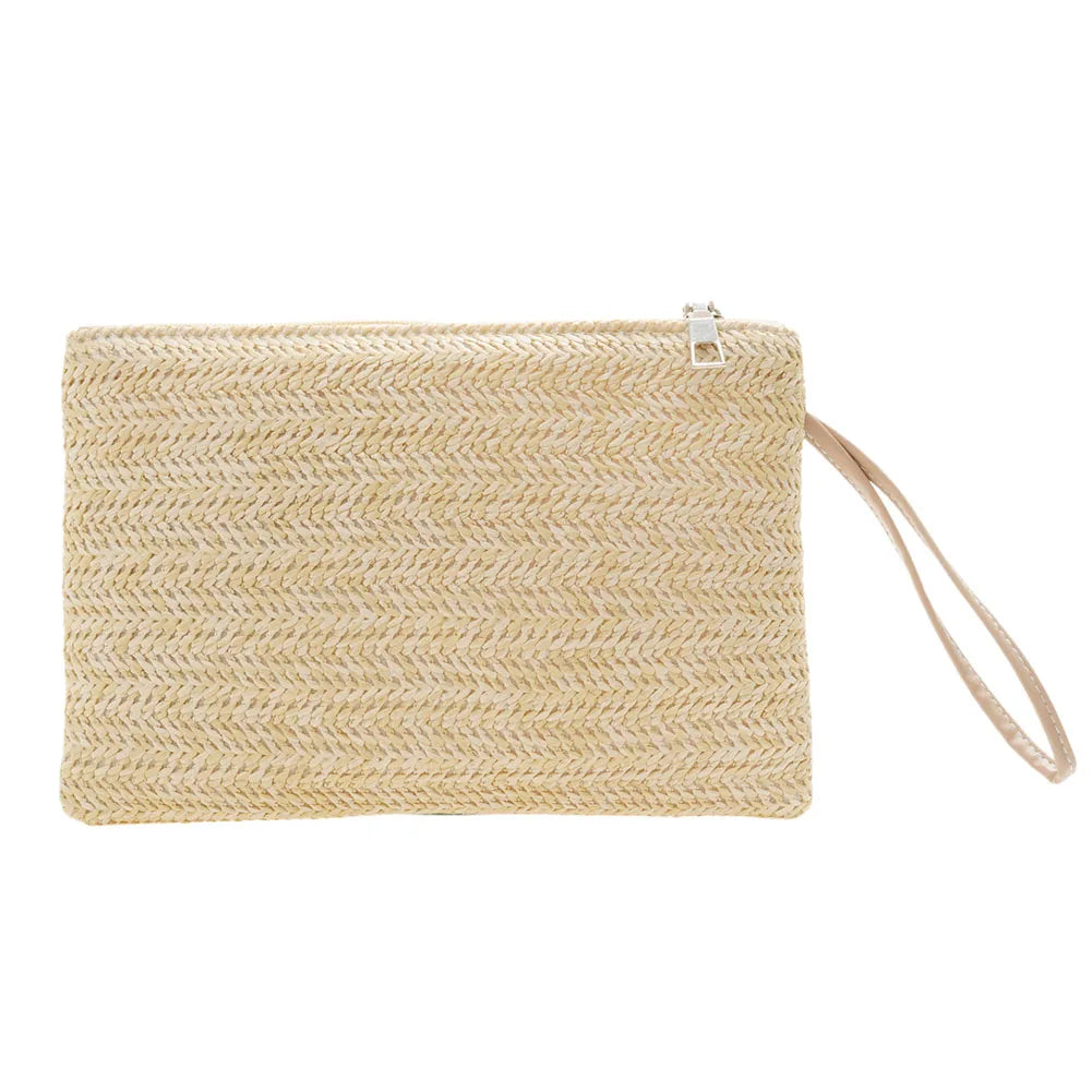 Woven Straw Clutch Wristlet | Bohemian Beach Handbag alternate view