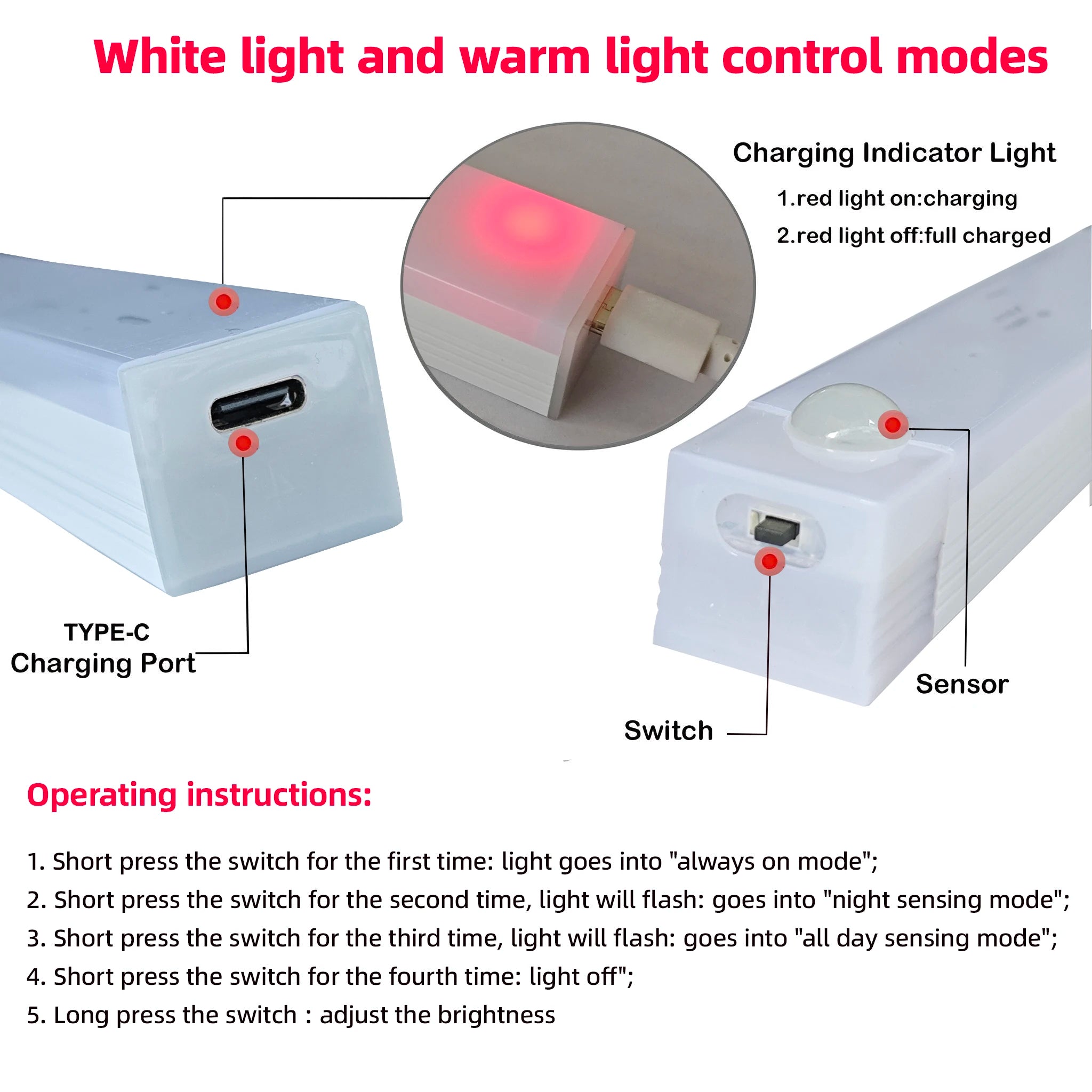 Motion Sensor Lamp Night Light Wireless LED USB additional angle