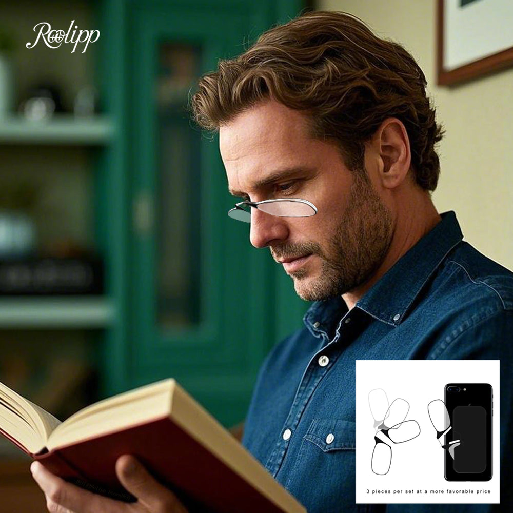 Nose Clip Reading Glasses Man High Quality Men Portable Foam Nose Glasses for Seniors close-up view