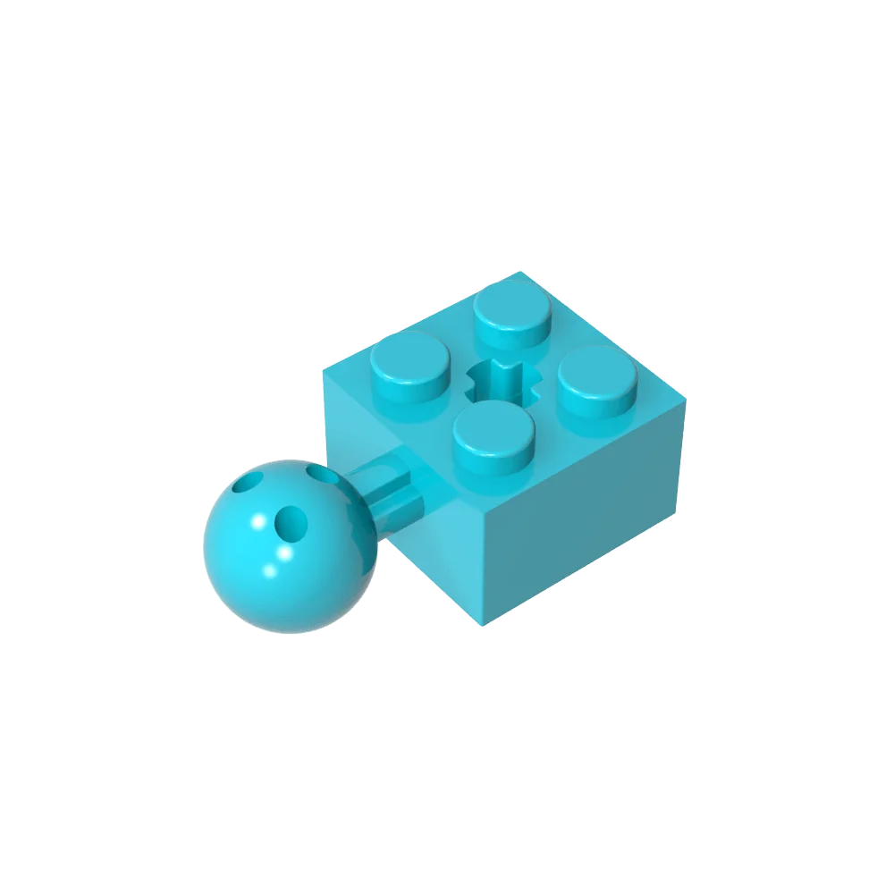 Gobricks GDS-976 Technical Brick Modified 2 x 2 with Ball Joint and Axle Hole | Compatib detail view