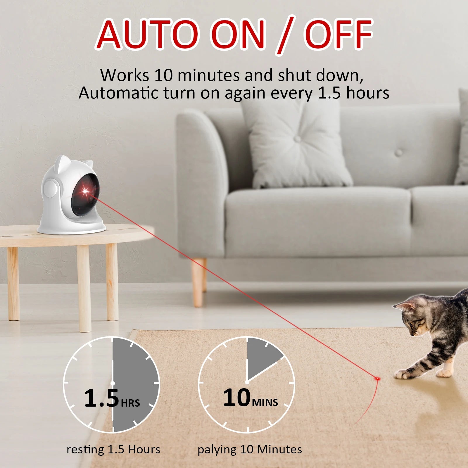 Automatic Cat Laser Toy – Rechargeable Interactive
