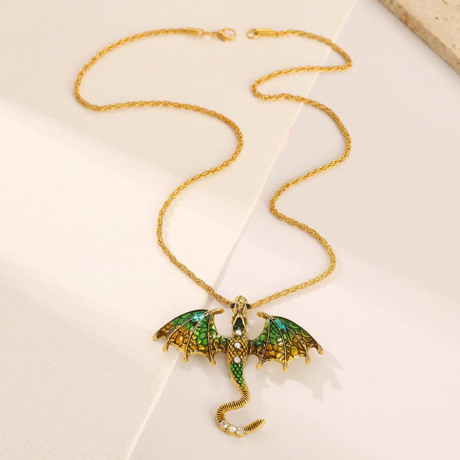 Goth Fly Dragon Pendant Necklace | Punk Snake Chain Choker for Men and Women close-up view