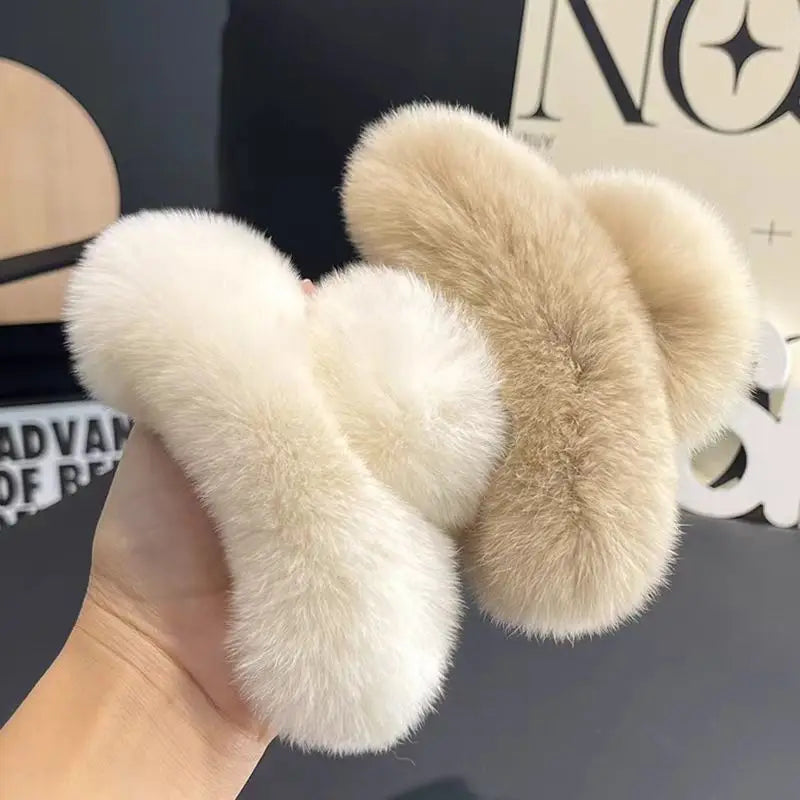 Plush Hair Clip, Cotton, 2 Pcs