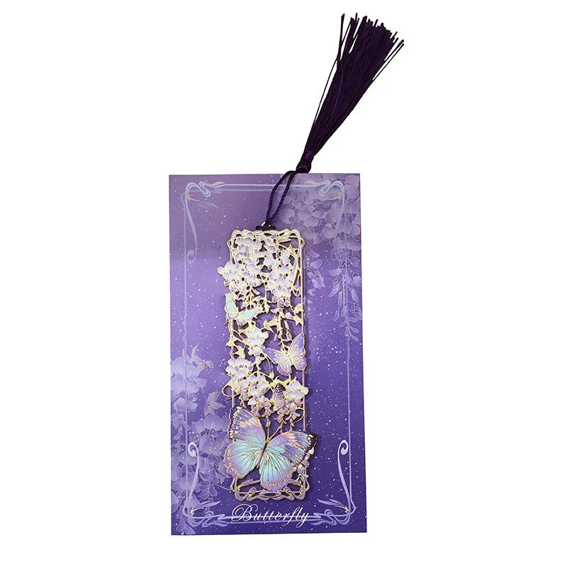 Chinese Style Tassel Hollow Butterfly Metal Bookmark Gift For Students Teachers Rea additional angle