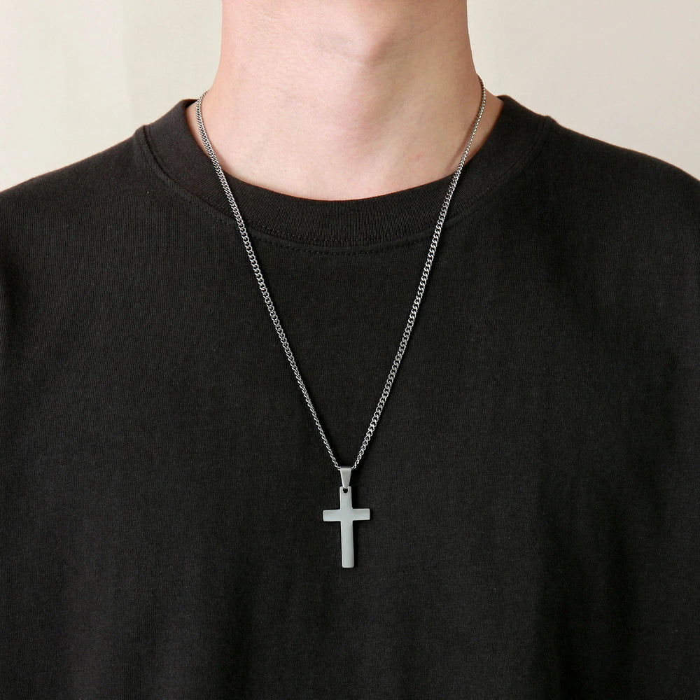Casual Cross Pendant Necklace for Men | Waterproof Stainless Steel Jewelry Gift additional angle