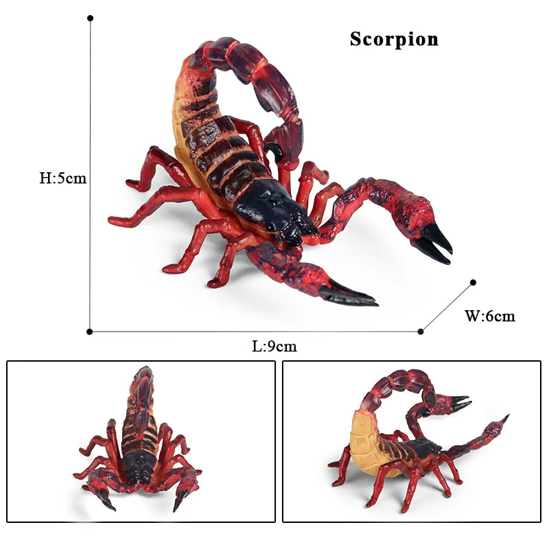 Oenux Insect Animals Model Spider Web Scorpion Bat Action Figures Figurine Miniature Cute Educational Kid Toy Halloween Gift