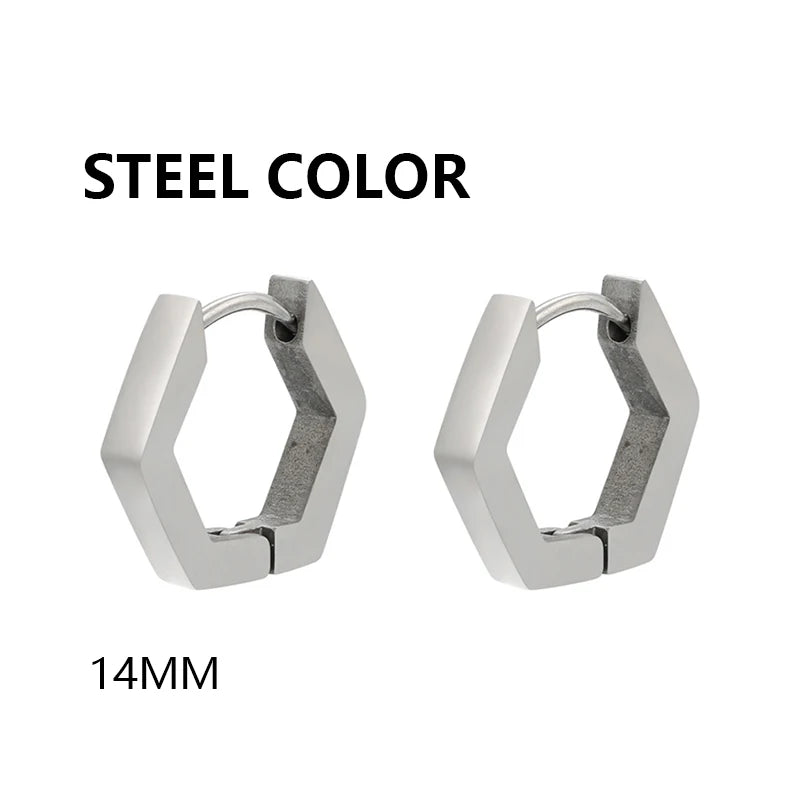 1 Pair Stainless Steel Geometric Triangle Unisex Punk Rock Earrings Women Men Piercing close-up view