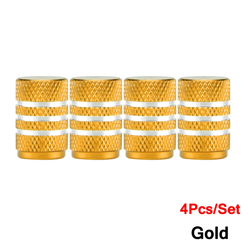 DSYCAR 4Pcs Silver Car Tire Valve Stems Cap Knurling Style Tire Valve Cap Aluminum Ti alternate view