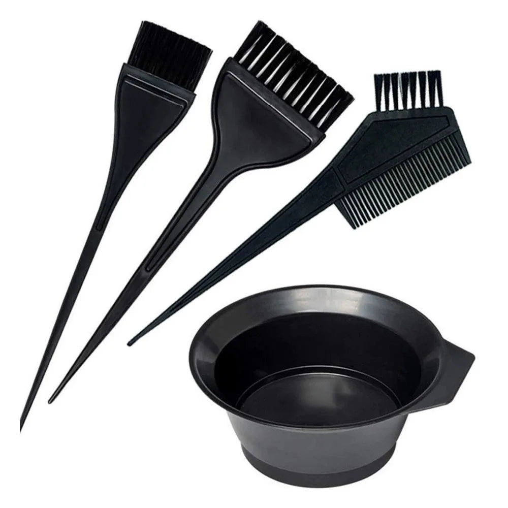 4Pcs Home Salon Hair Dyeing Brush Set Hair Dyeing Cream Bowl Coloring Brush Comb Kits Hair Tint Appl