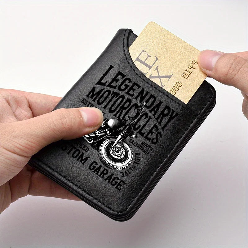 Men's Retro Faux Leather Wallet | Vintage Motorcycle Style Slim Business Card Holde additional angle