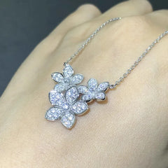 Huitan Shiny Flowers Design Pendant Necklace with Cubic Zirconia Graceful Trendy Acce alternate view