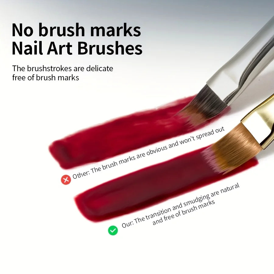 2pcs Wide Soft Bristle Nail Brush Gradient Design Acrylic Handle Gel Polish Applicato lifestyle view