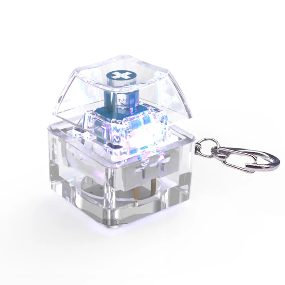 Fingertip Button Keychain Fidget Toy LED Keyboard Key Cap Key Chain Mechanical Switch close-up view
