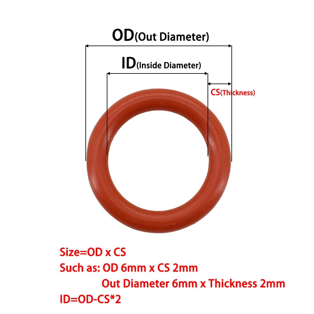 Red Silicone O-Ring Sealing Gasket | Food Grade VMQ Rubber Washer for Cooker alternate view