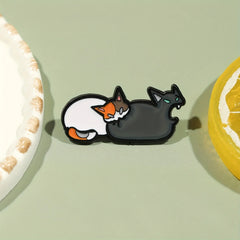 Mean Cat Enamel Brooch Pin - Cute Cat Design with Orange Ears, Durable Zinc Alloy, Perfect for Lapel Bag or Jewelry, Ideal Gift