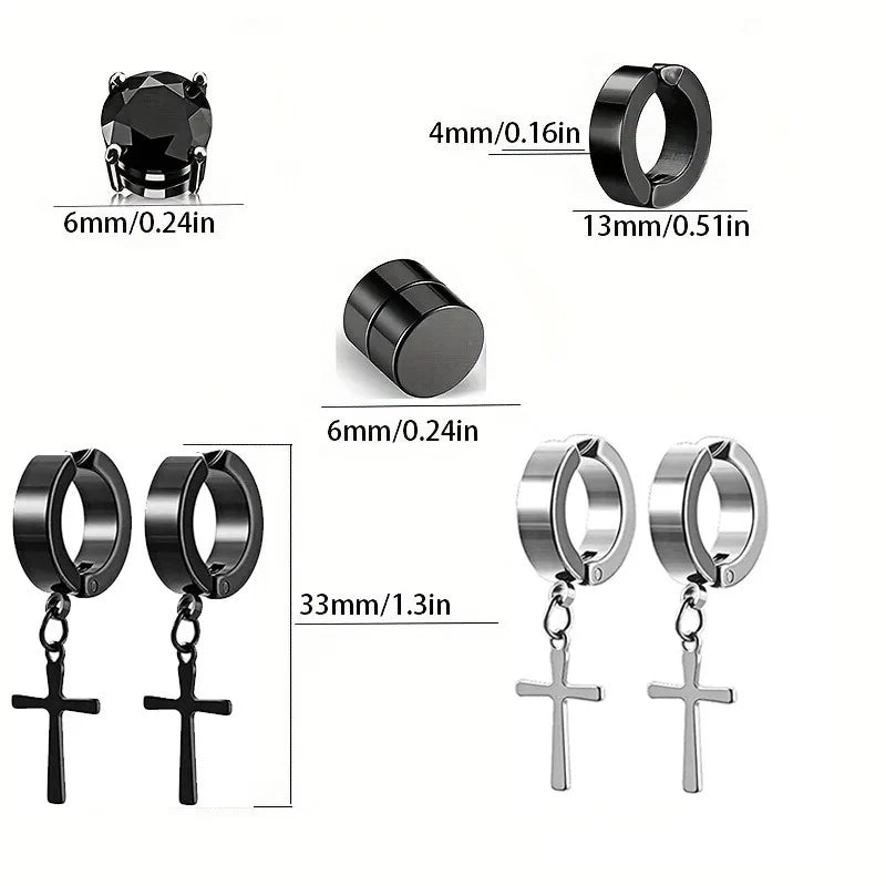 2Pcs Crystal Strong Magnetic Ear Stud Clip Earrings for Men and Women, Punk Round Zir lifestyle view