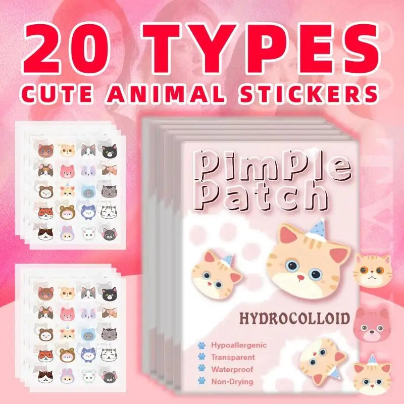 600 Pcs Cat Shaped Acne Patches | Hydrocolloid Pimple Stickers with Cute Design close-up view