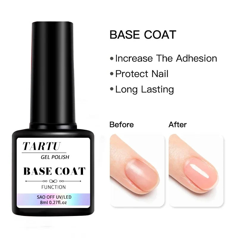 1pc/2pcs/3pcs 8Ml Functional Gel Nail Art Set with Base Coat and Diamond Top Coat,M additional angle
